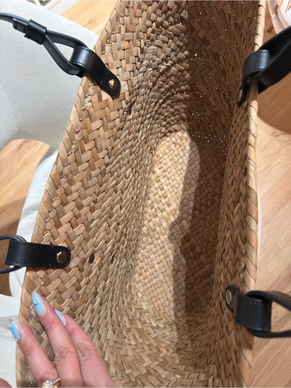 NEW - never used - Rebecca Minkoff Natural Straw Tote with Black Leather Trim - Picture 5 of 12